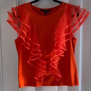 Marc New York Vibrant Orange Ruffled Blouse